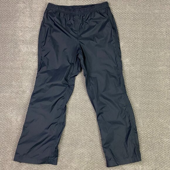LL Bean Rain Pants Men's Medium Black Waterproof TEK Nylon Drawstring Ankle Zip - Picture 1 of 12